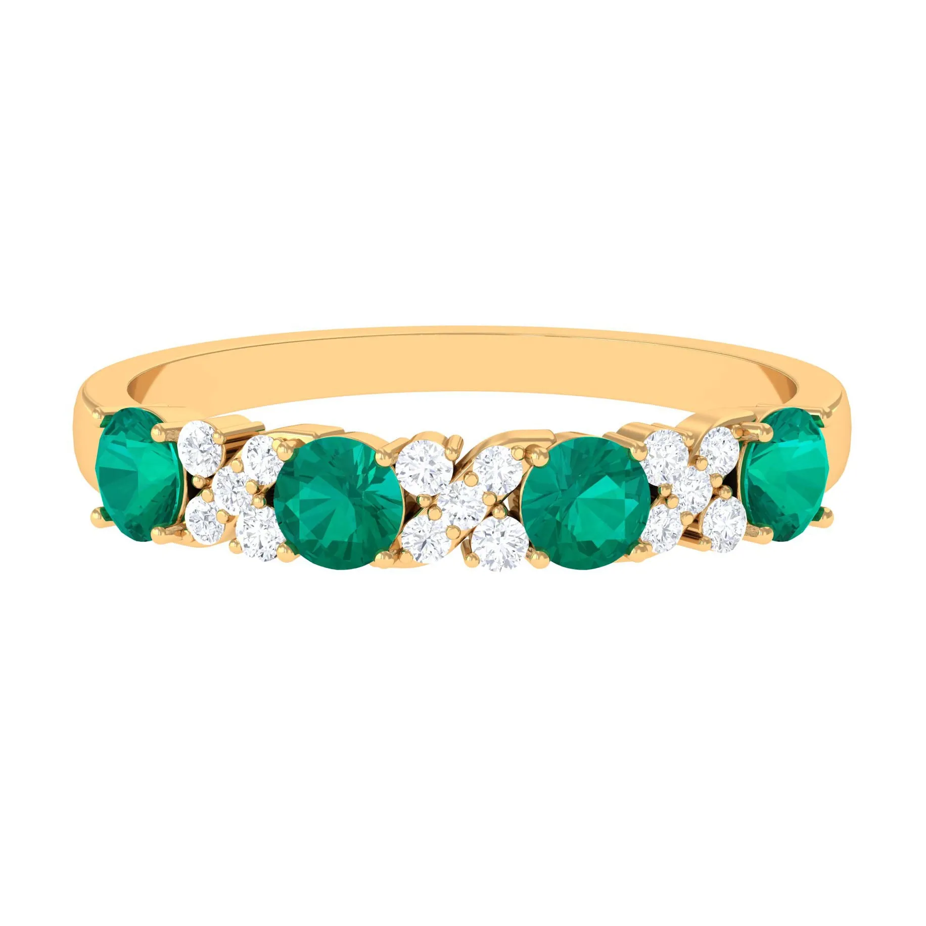 1 CT Elegant Emerald and Diamond Half Eternity Ring