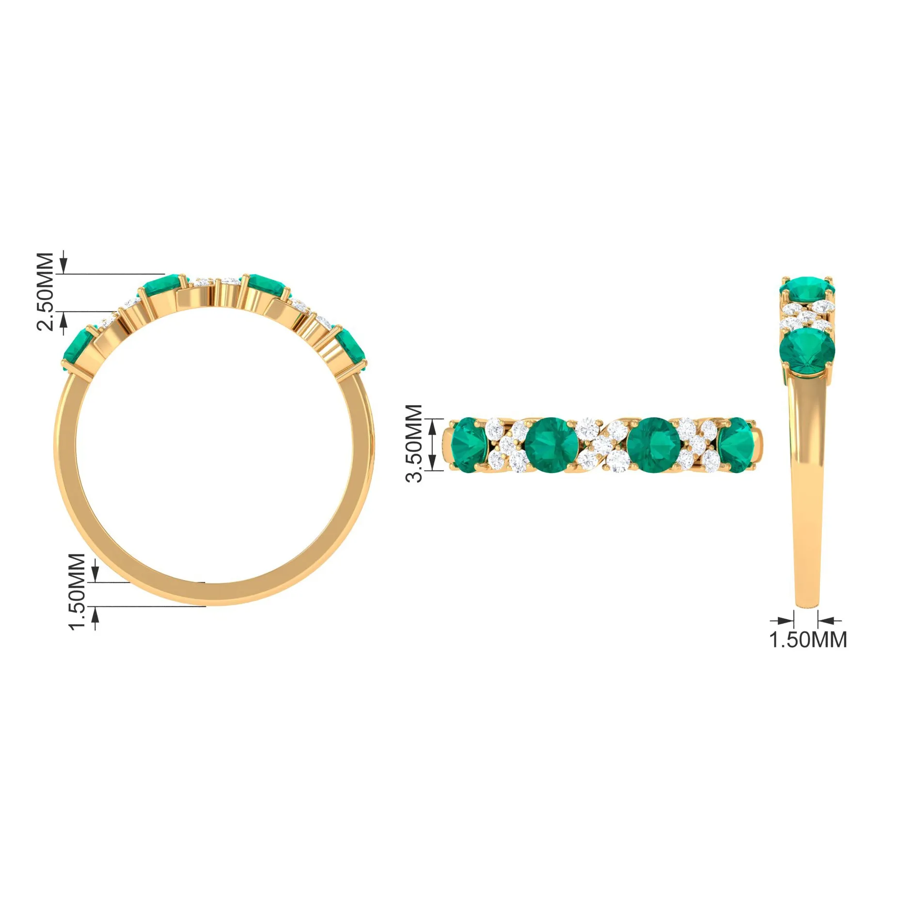 1 CT Elegant Emerald and Diamond Half Eternity Ring