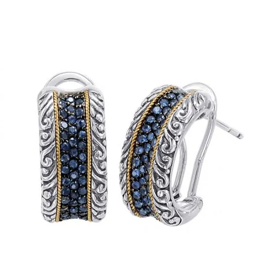 1.02CT Blue Sapphire Earrings in 18k gold and 925 Sterling Silver (138KE500028SA)