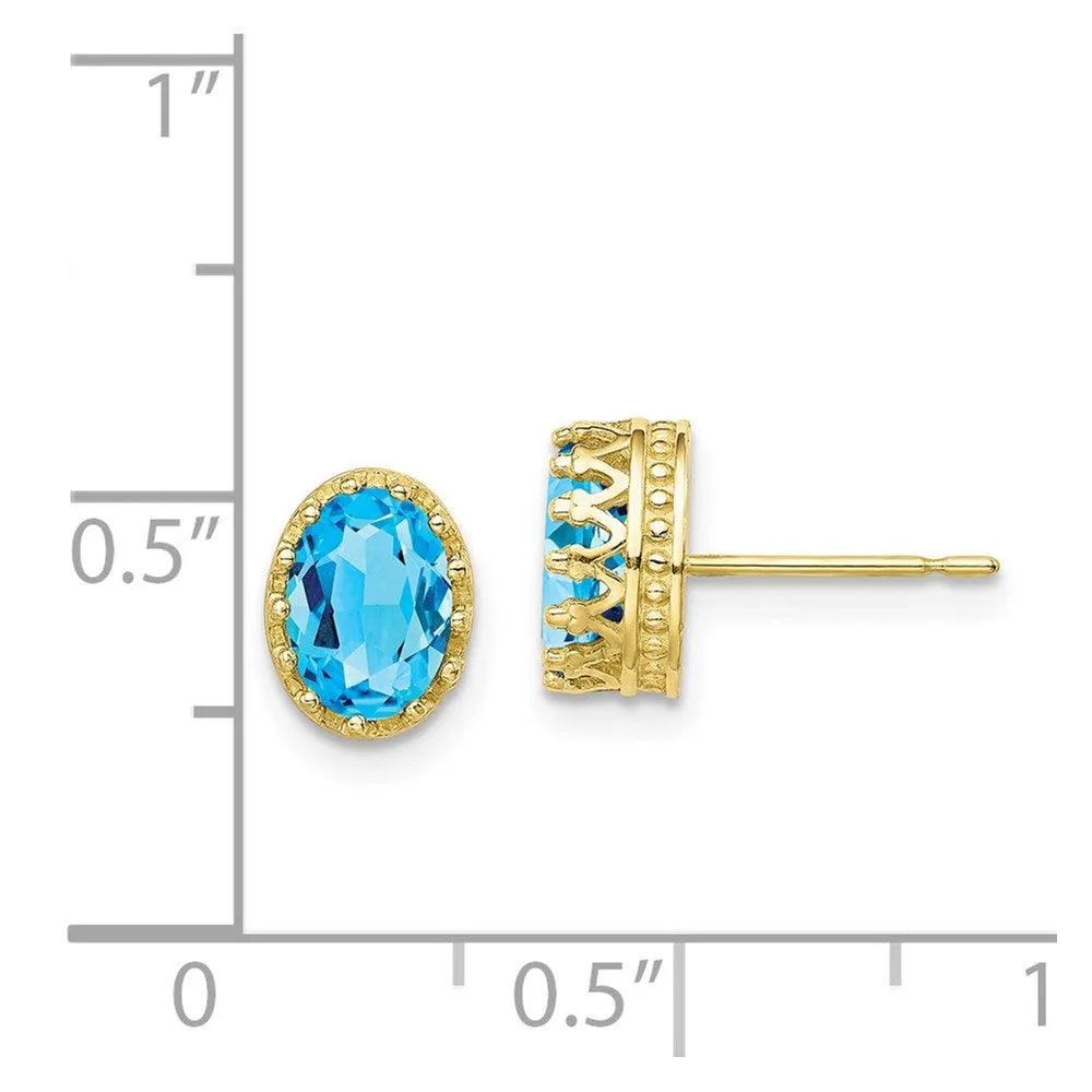 10k Tiara Collection 8.5mm Polished Oval Sky Blue Topaz Earrings