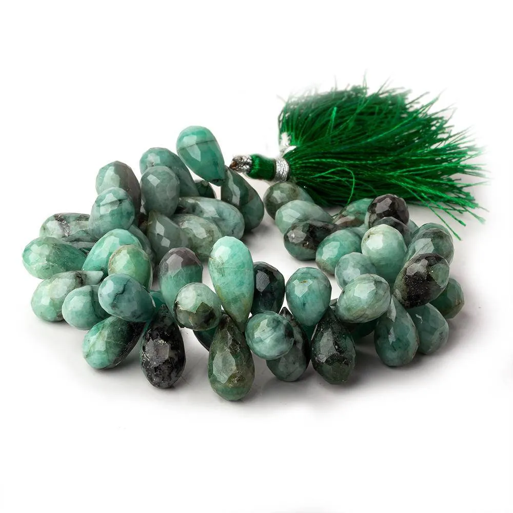 10x8-18x8mm Brazilian Emerald Faceted Tear Drop Beads 7.5 inch 59 pieces