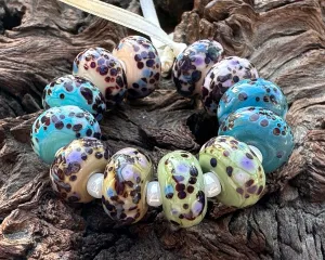 12 Speckled Pairs Lampwork Beads Mix SRA