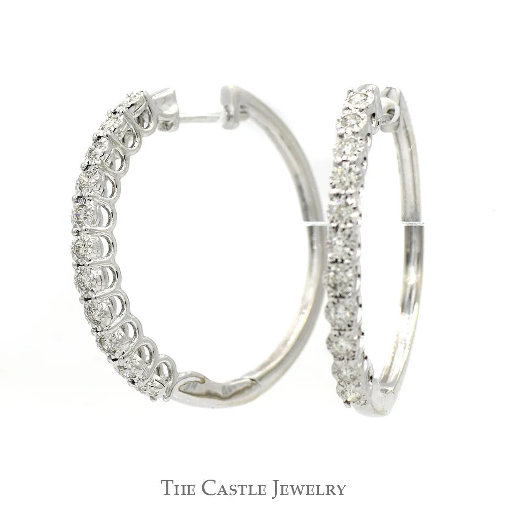 1/2cttw Illusion Set Diamond Hoop Earrings in 10k White Gold