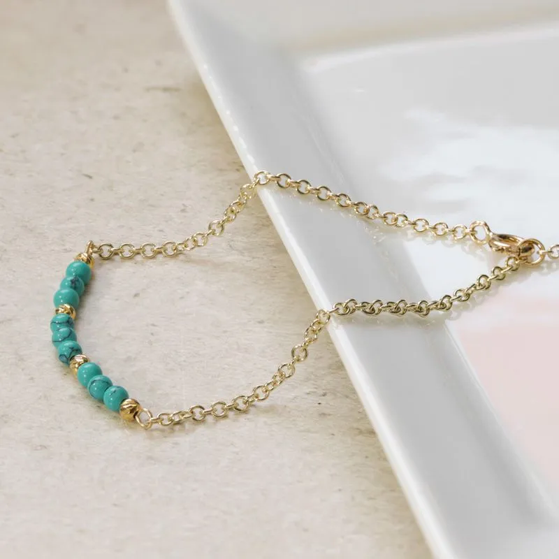 14K Gold Bracelet with Turquoise and Gold