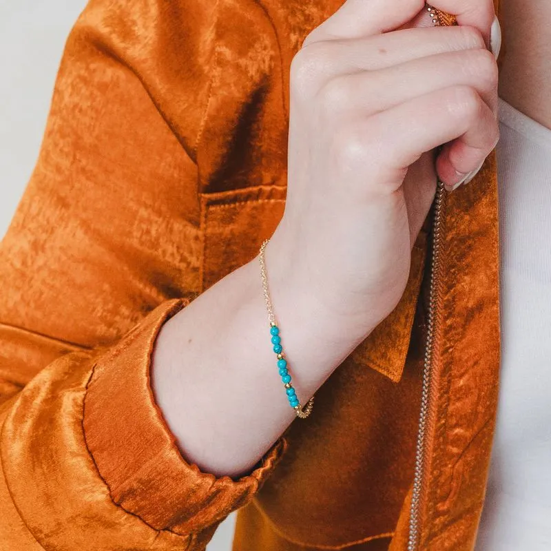 14K Gold Bracelet with Turquoise and Gold