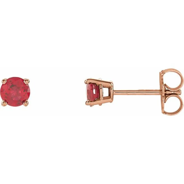 14K Rose 4 mm Natural Ruby Stud Earrings