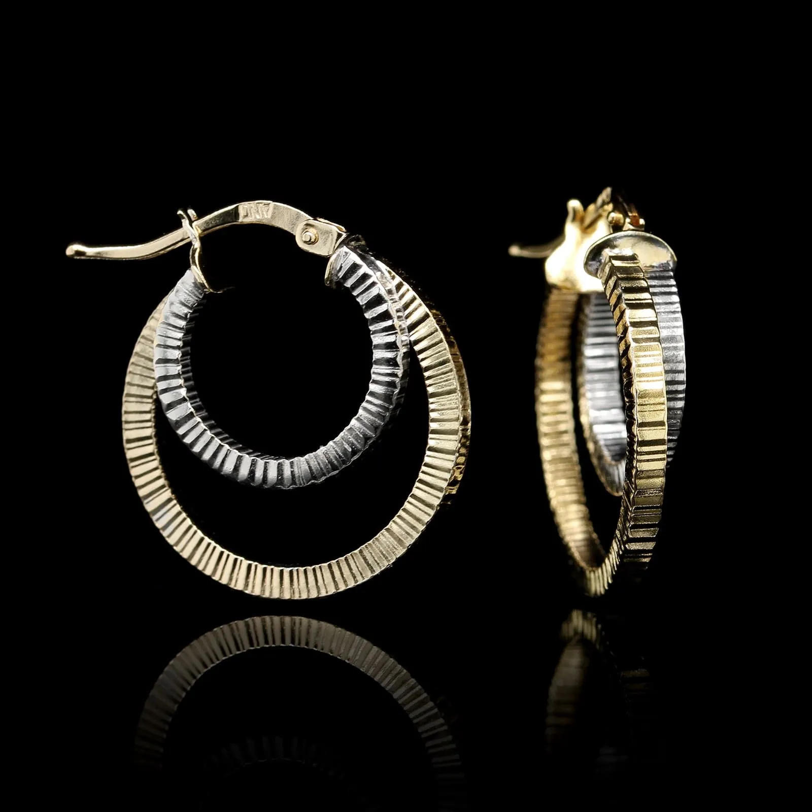 14K Two-tone Gold Estate Hoop Earrings