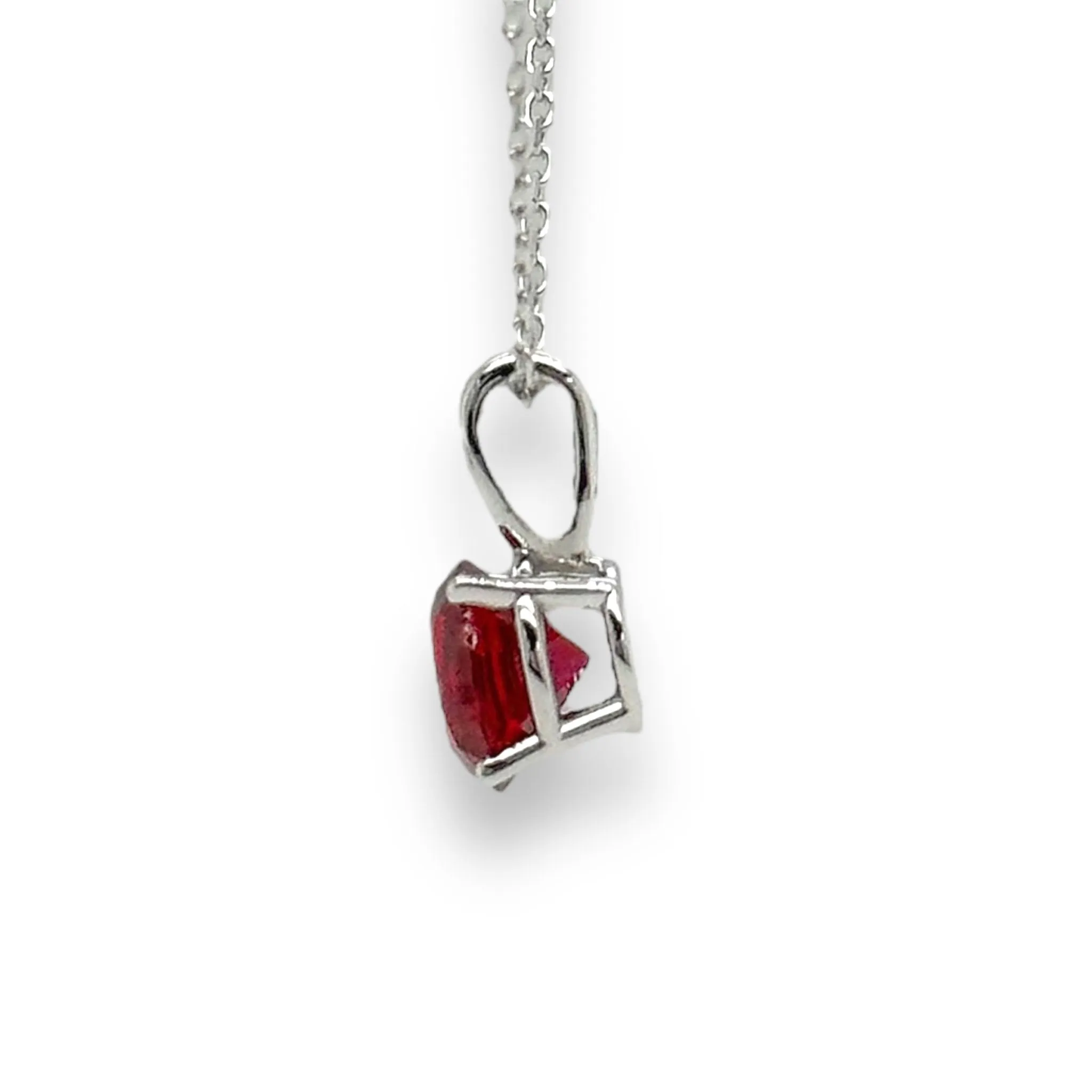 14K W Gold 0.96ct 6mm Lab-Created Ruby Pendant