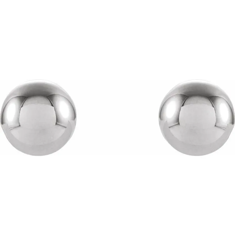 14K White 5 mm Ball Stud Earrings