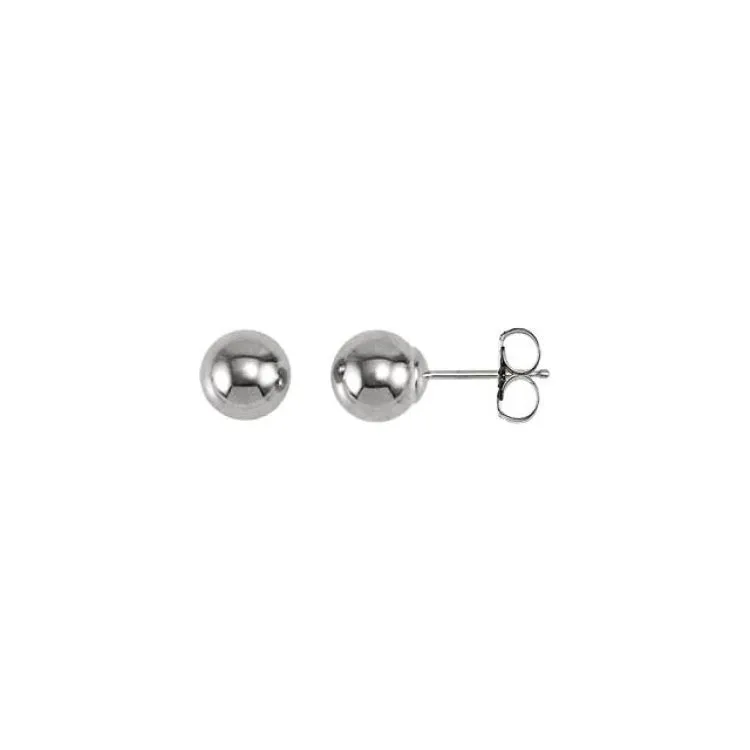 14K White 6 mm Ball Earrings