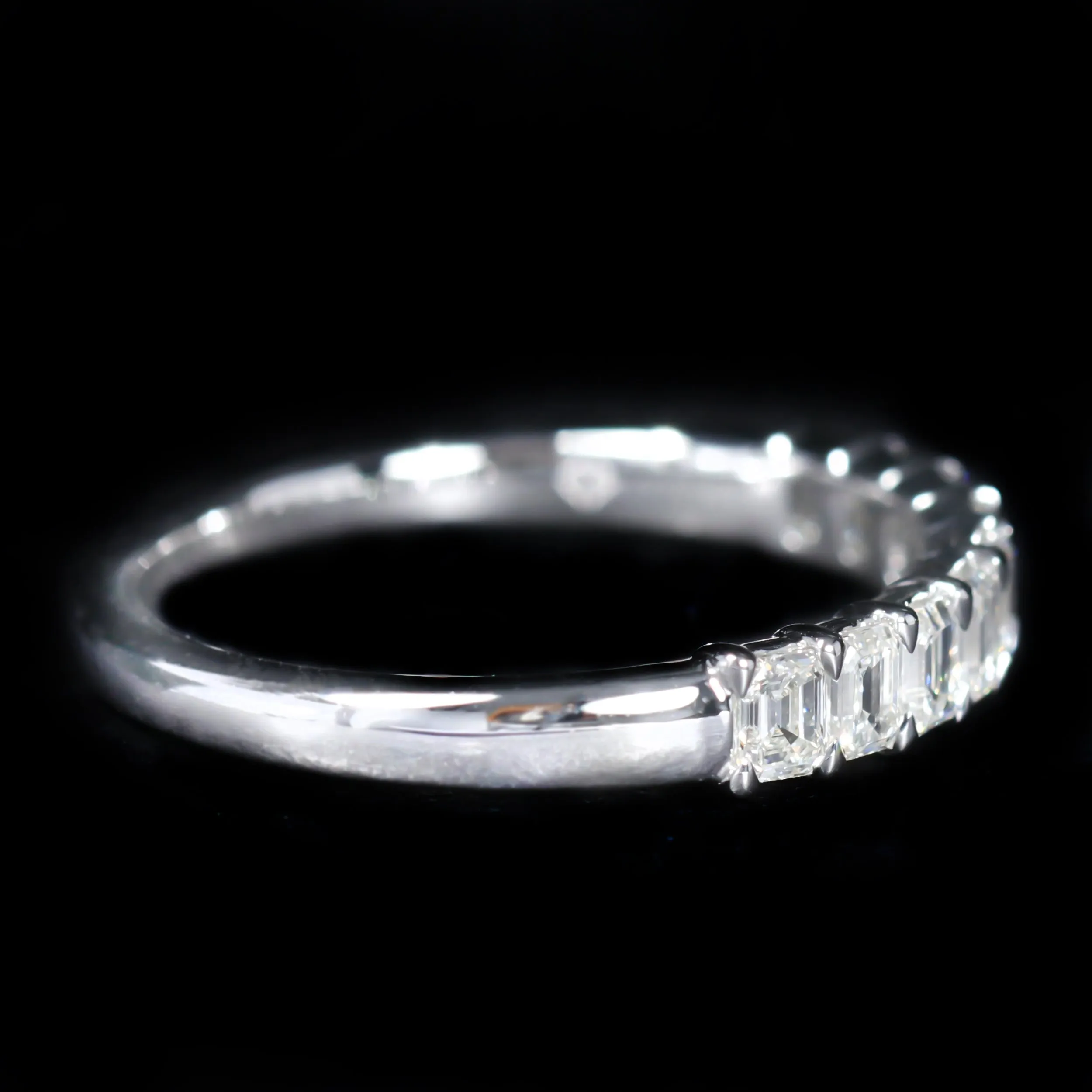 14K White Gold 0.90 CTW Emerald Cut Diamond Band