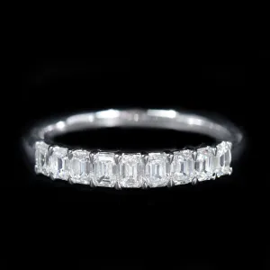 14K White Gold 0.90 CTW Emerald Cut Diamond Band