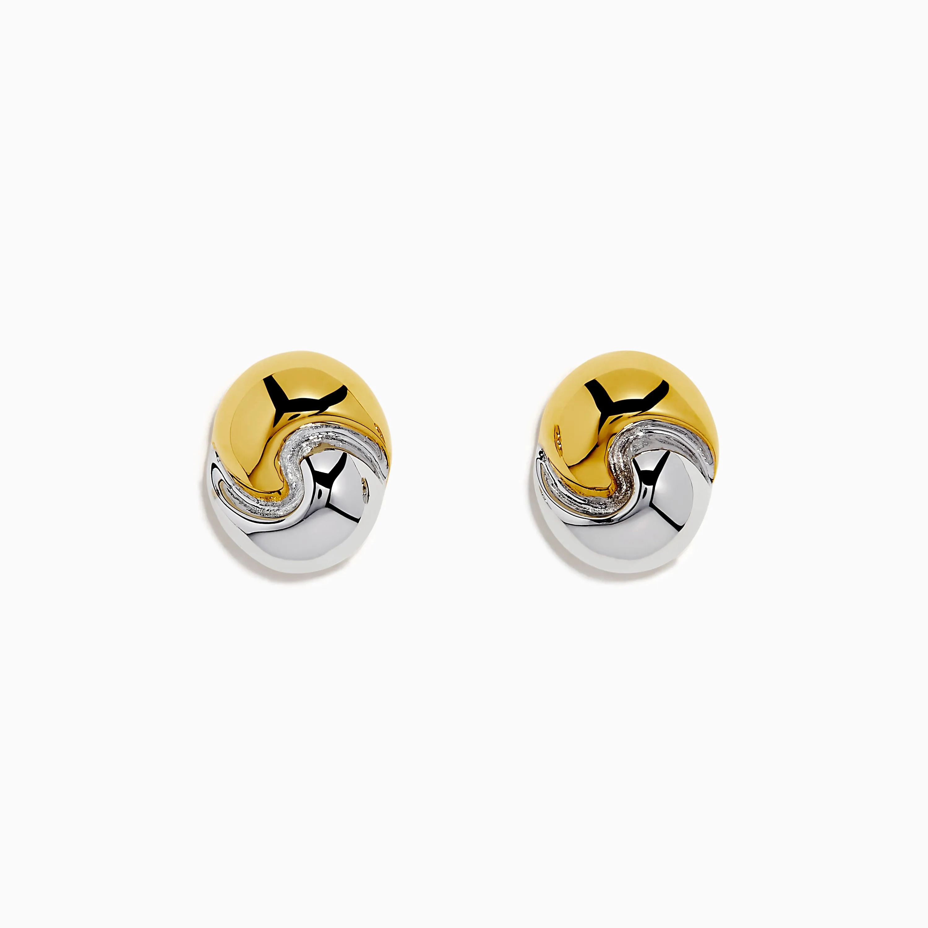 14K Yellow and White Gold Ying Yang Stud Earrings