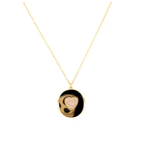 14K Yellow Gold Diamond Heart Locket Necklace