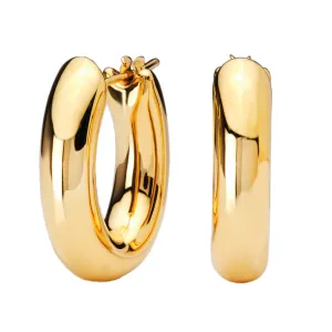 14K Yellow Gold Oval Hollow Hoops