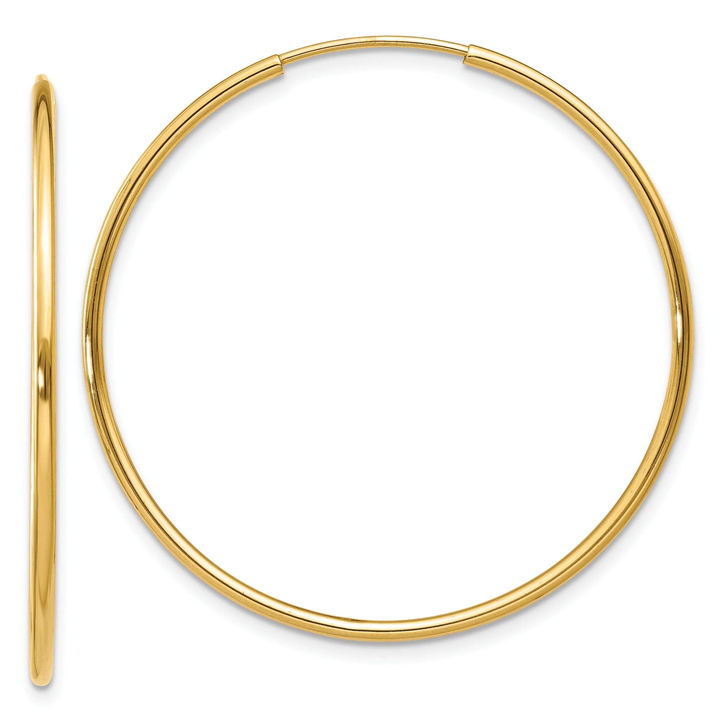 14k Yellow Gold Polished Endless Hoops 1.25mm x 34.5mm