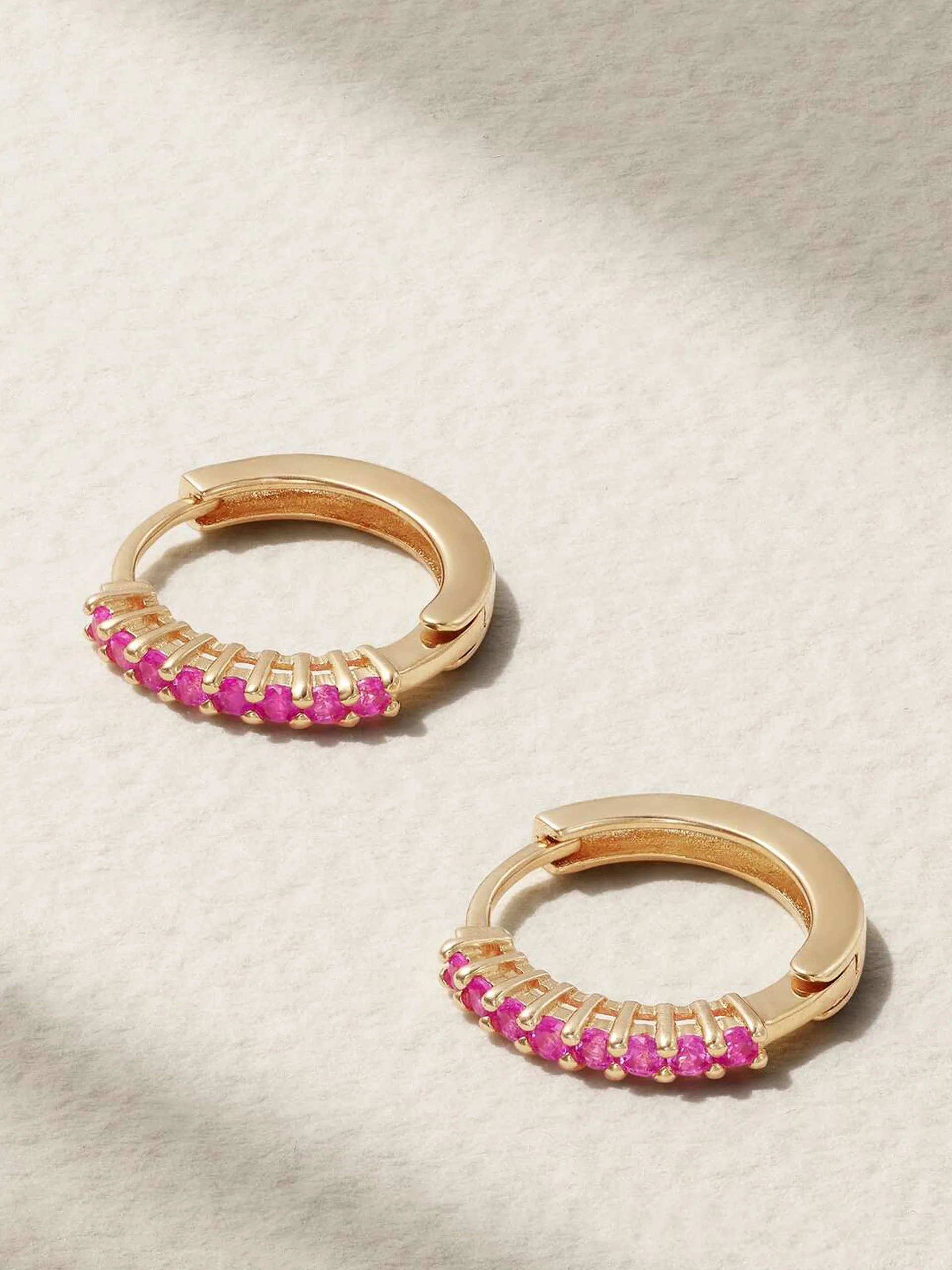 14kt gold sapphire hoop earrings