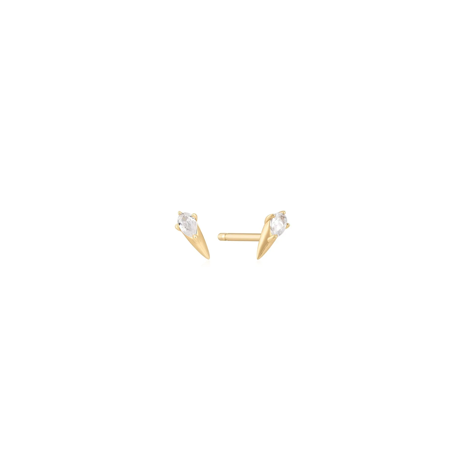 14kt Gold White Sapphire Spike Stud Earrings