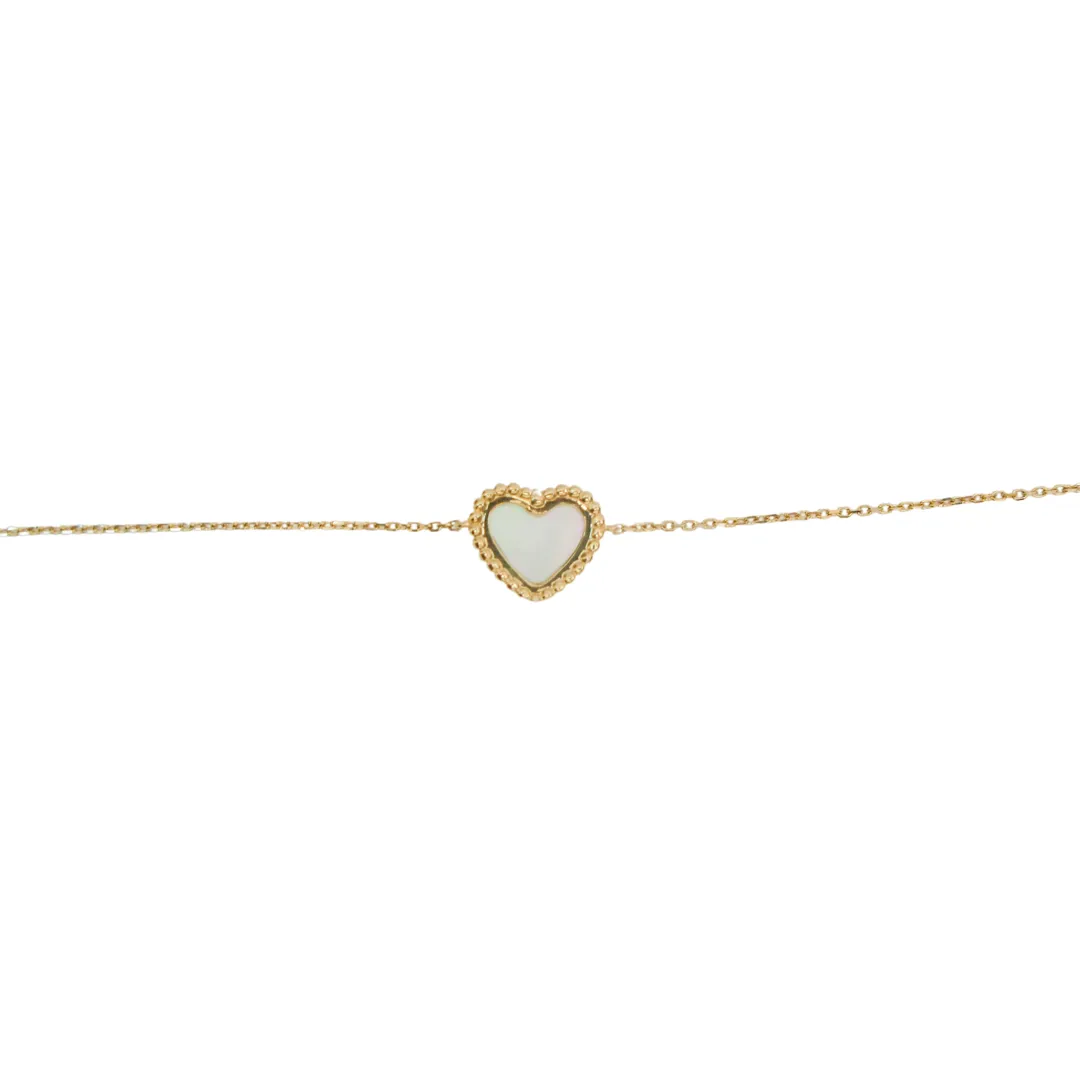 14kt Mother of Pearl Heart Bead Bracelet