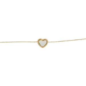 14kt Mother of Pearl Heart Bead Bracelet