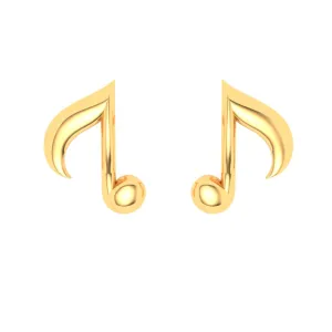 14KT Solid Musical Note Gold Stud Earrings From Online Exclusive