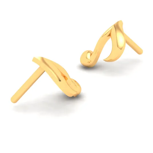 14KT Solid Musical Note Gold Stud Earrings From Online Exclusive