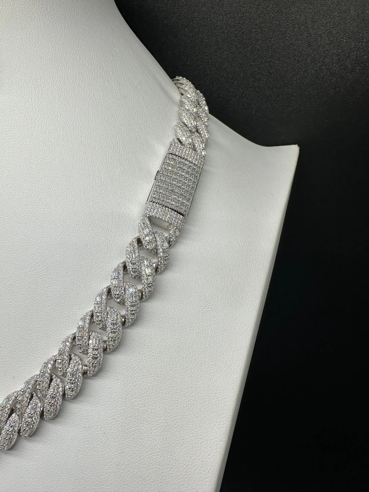 14mm Emerald Cut Moissanite Cuban Chain