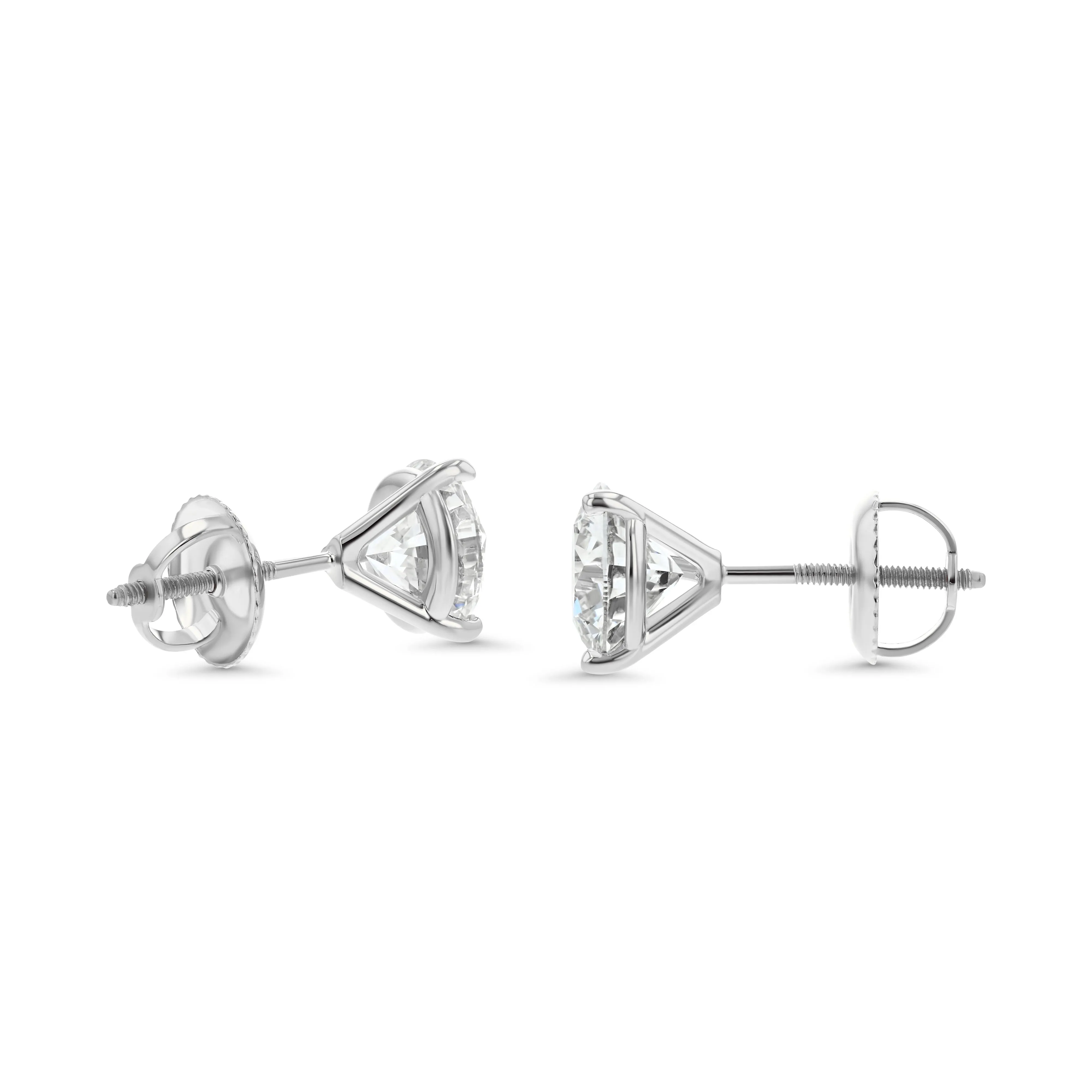 1.80 Carat Total Weight D-F Colorless VS Clarity Ideal Cut IGI Certified Lab Created Round Brilliant Diamond Stud Earrings in 14k White Gold 3-Prong Setting