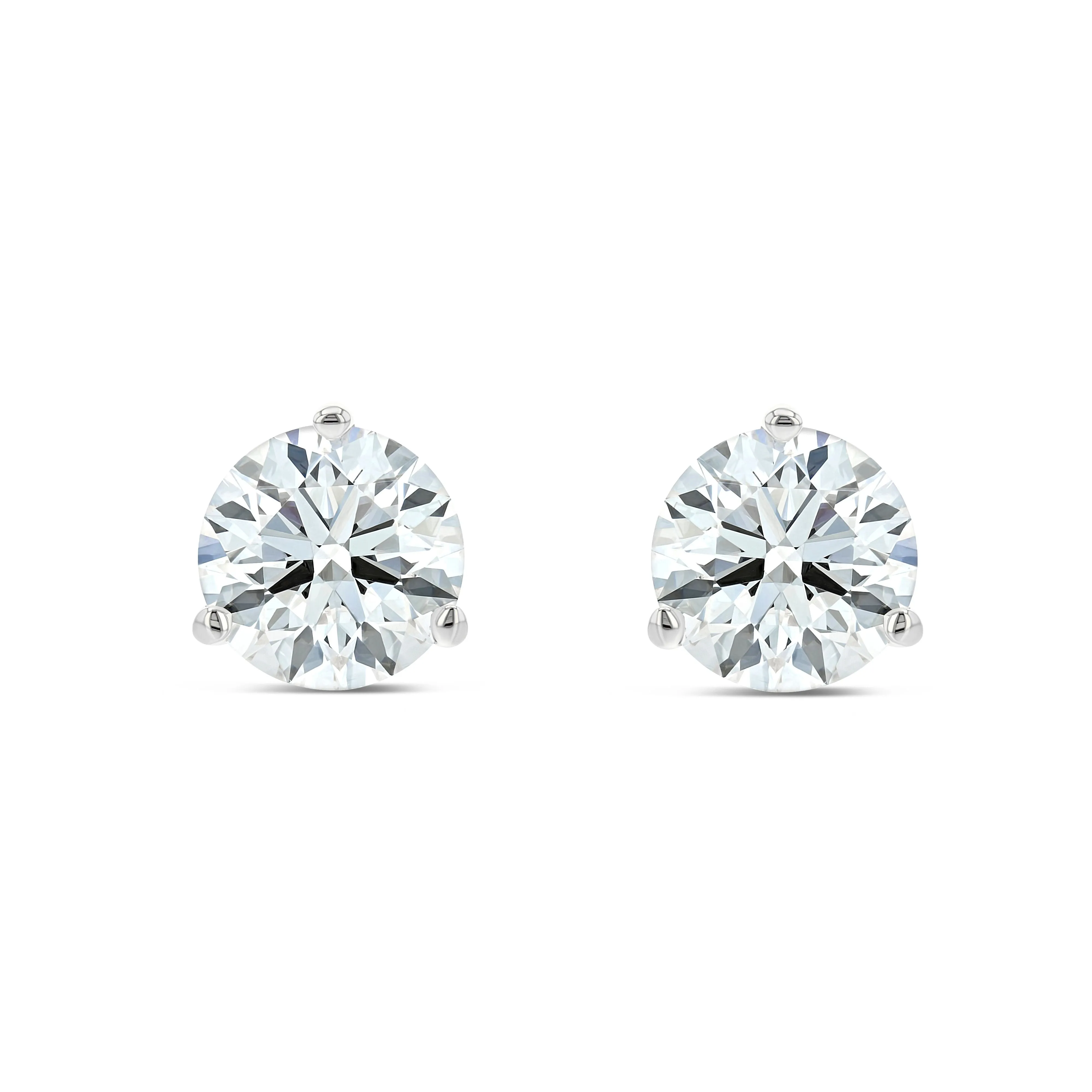 1.80 Carat Total Weight D-F Colorless VS Clarity Ideal Cut IGI Certified Lab Created Round Brilliant Diamond Stud Earrings in 14k White Gold 3-Prong Setting