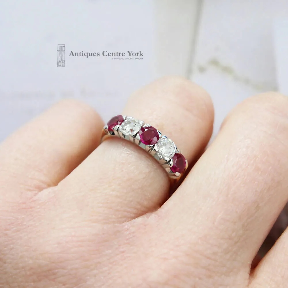 18ct Ruby & Diamond 5 Stone Ring