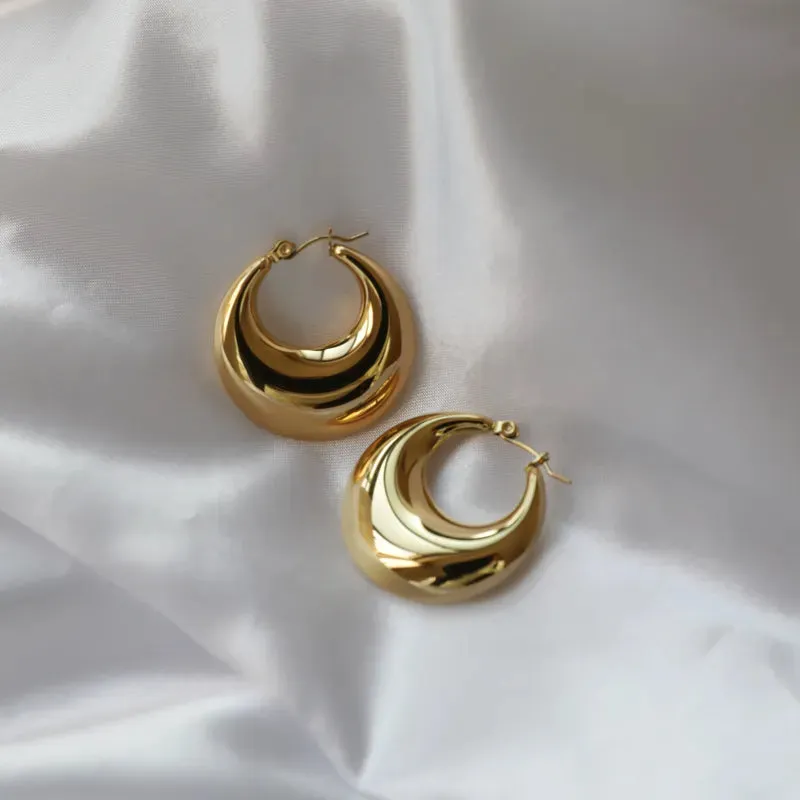 18K Gold-Filled Hollow Hoop Earrings