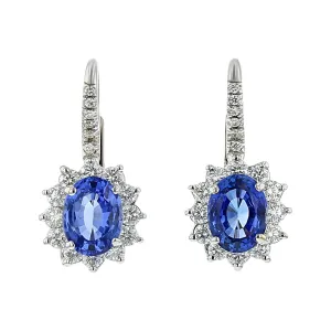 18K White Gold Sapphire Diamond Earrings