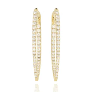 18k Yellow Gold Diamond Imperial Hoop Earrings