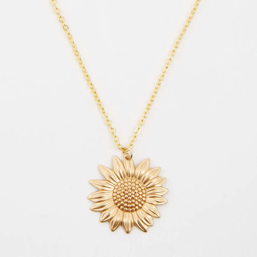 2019 New Women Gold Necklace Custom You are my sunshine Open Locket Sunflower Pendant Necklace Free Dropshipping