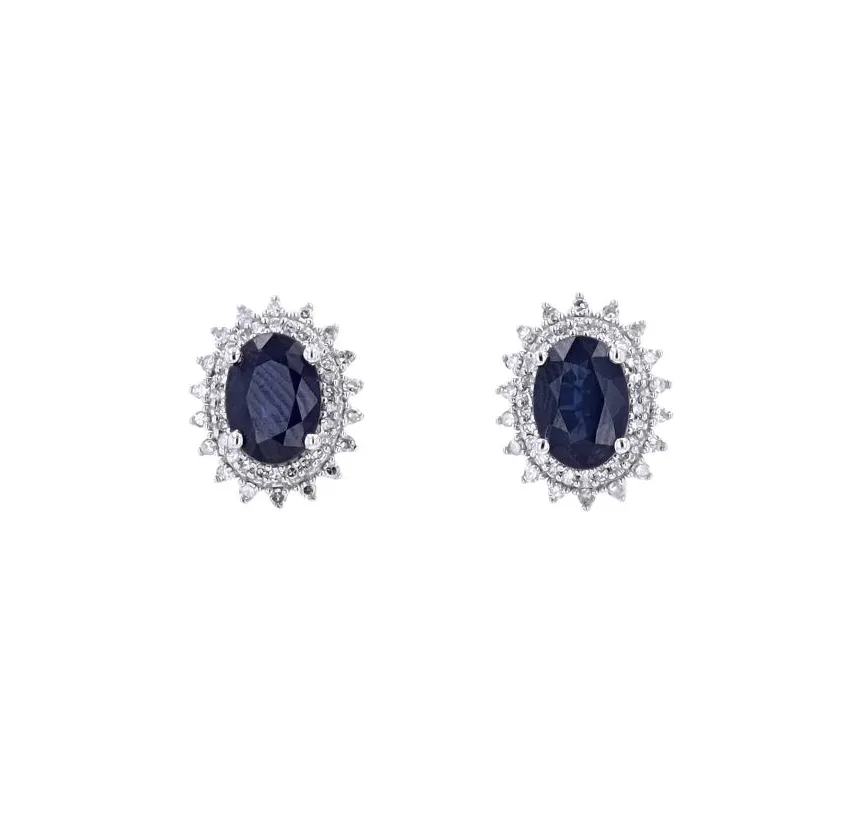 2.08ct Diamond 14K Gold Halo Stud Earrings