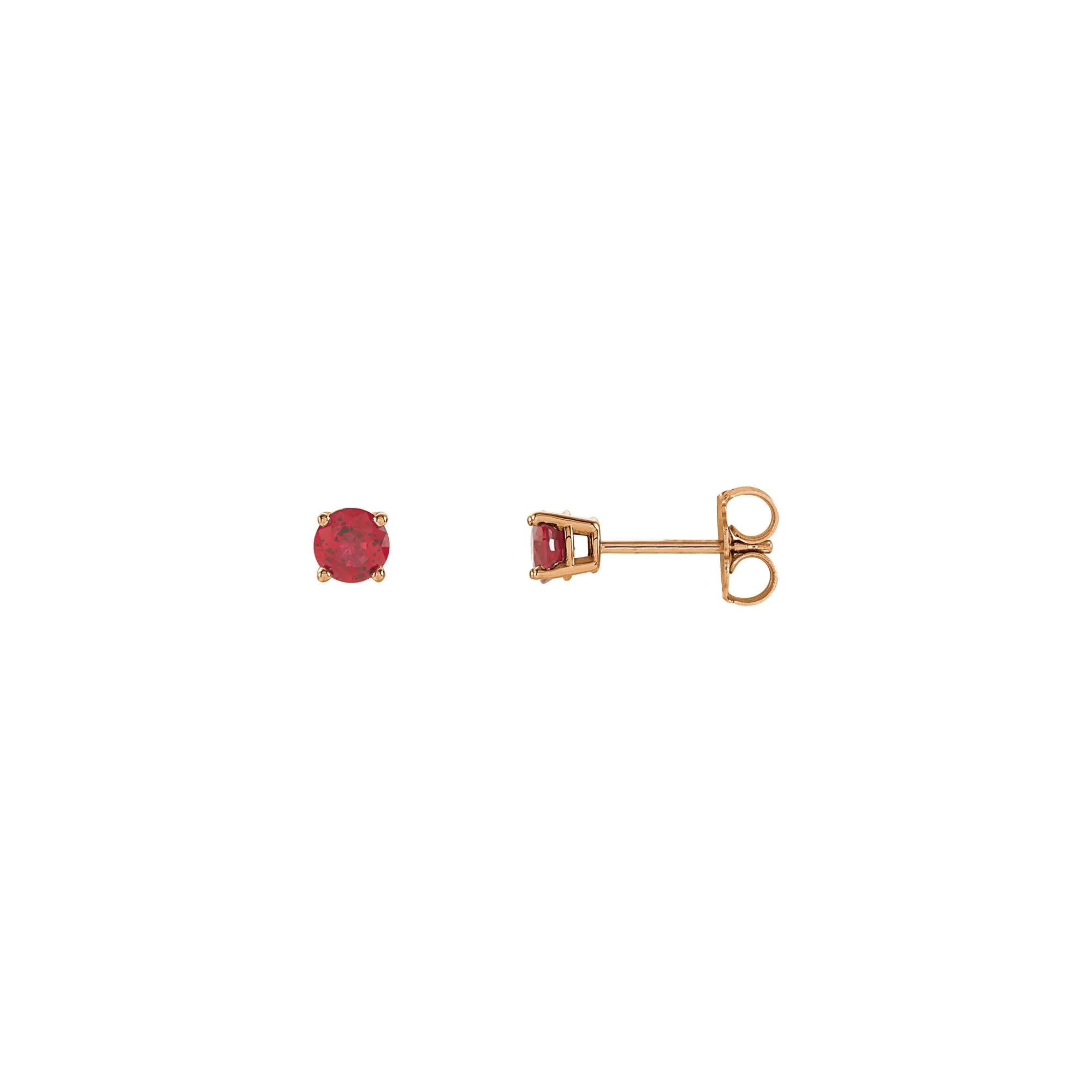 4 mm Round Natural Ruby Solitaire Stud Earrings (14K)