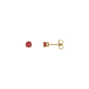 4 mm Round Natural Ruby Solitaire Stud Earrings (14K)