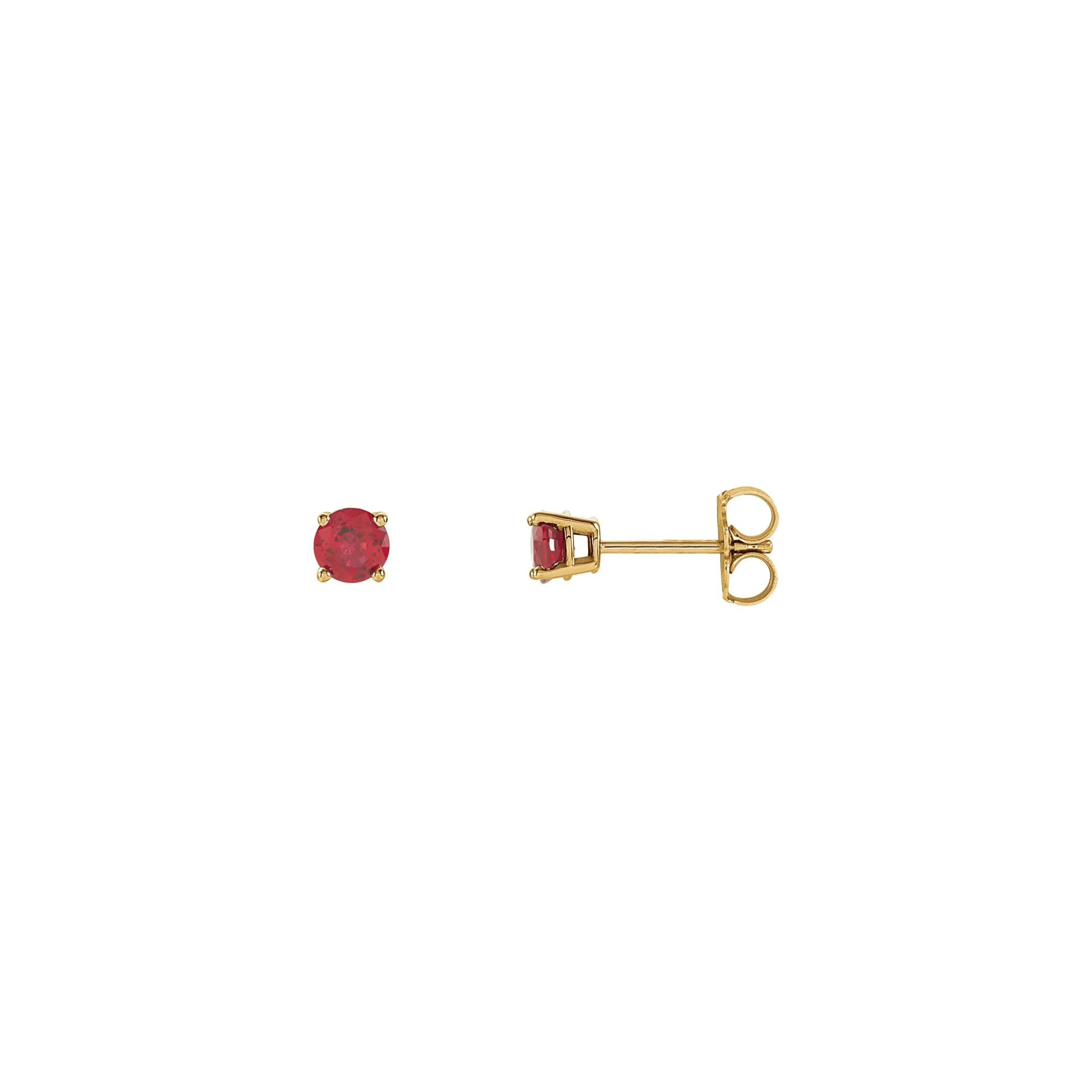 4 mm Round Natural Ruby Solitaire Stud Earrings (14K)