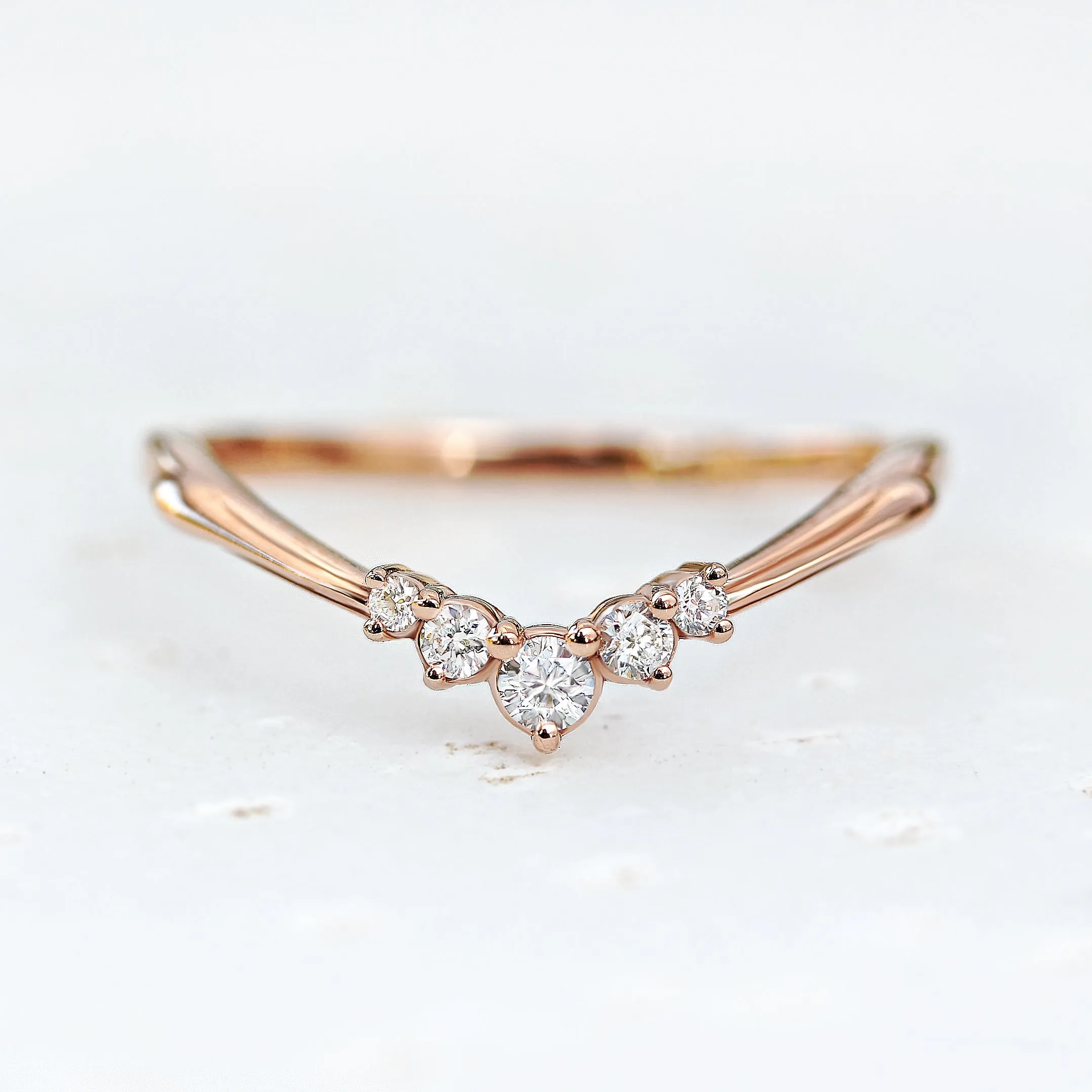 5 Diamonds Chevron Stacking Diamond Ring - Golden Snitch ♥