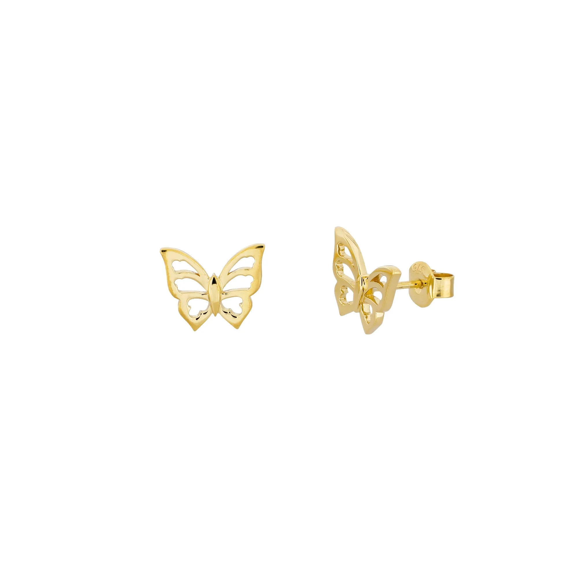 9 Carat Yellow Gold Butterfly Stud Earrings