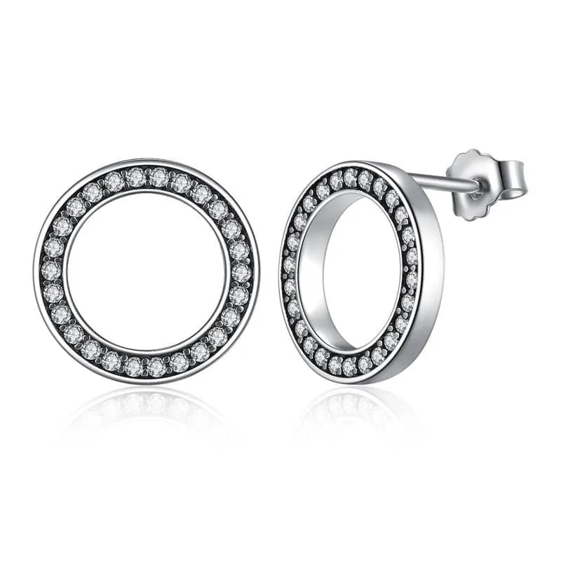 925 Sterling Circular Silver Stud Earrings