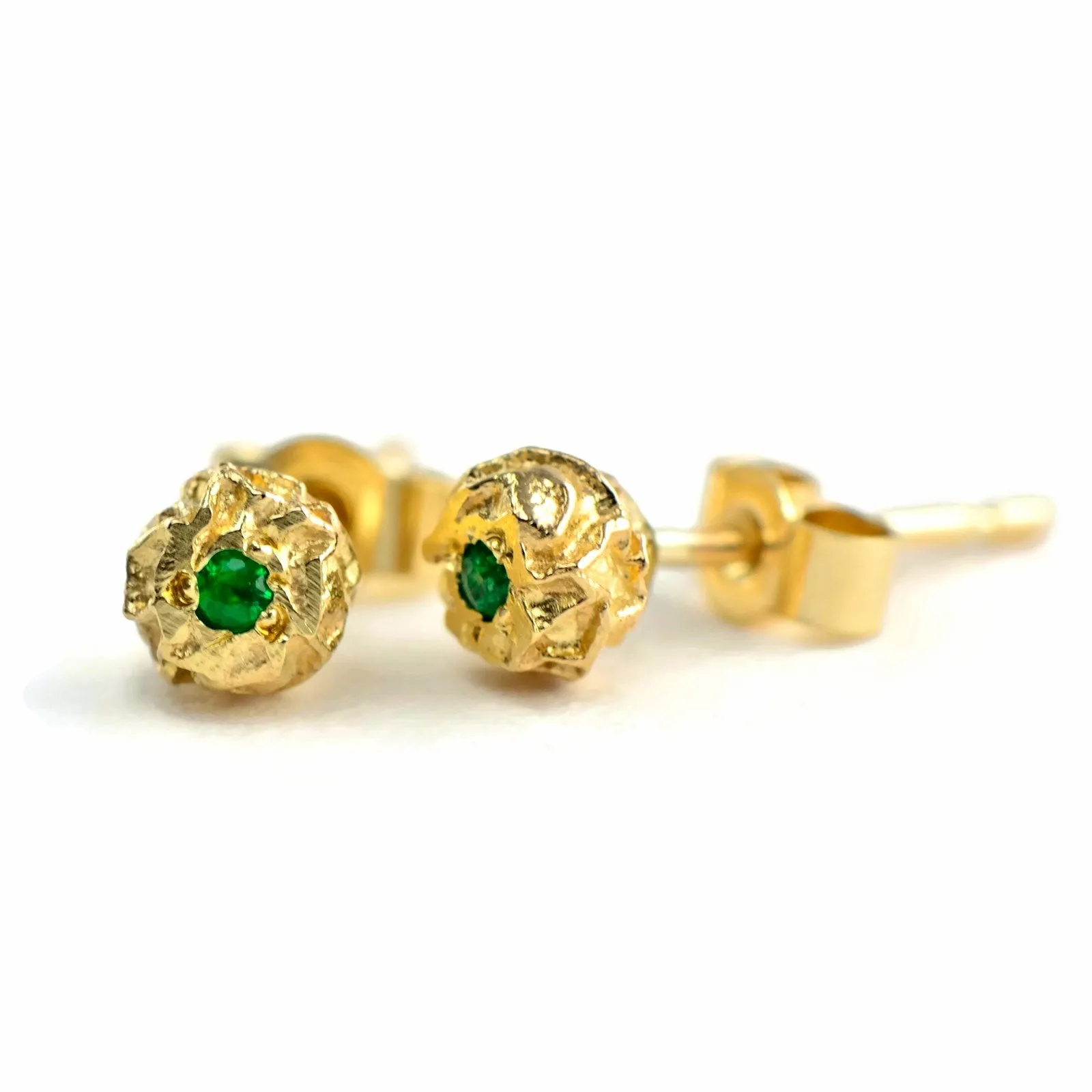 9ct solid eco-gold petite grain of peppercorn stud earrings with gemstones