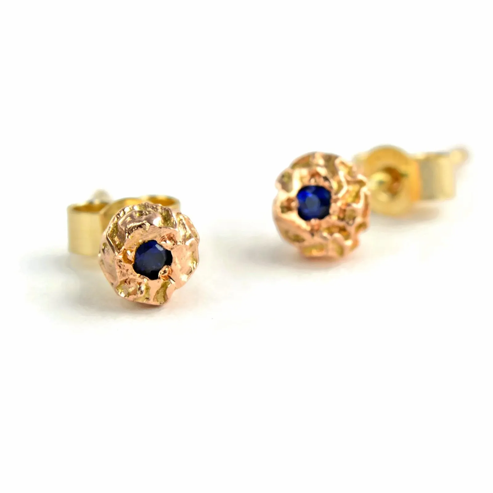 9ct solid eco-gold petite grain of peppercorn stud earrings with gemstones