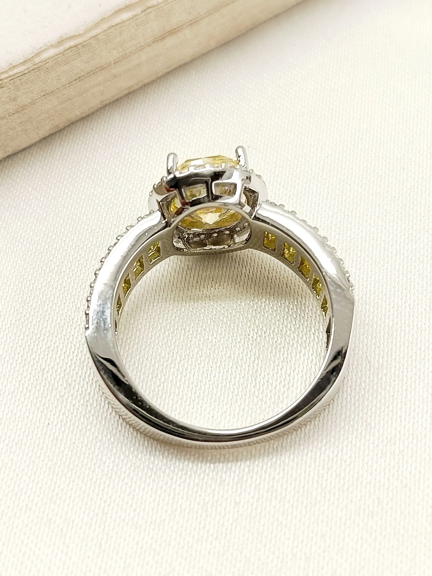 Aasha Yellow American Diamond Finger Ring