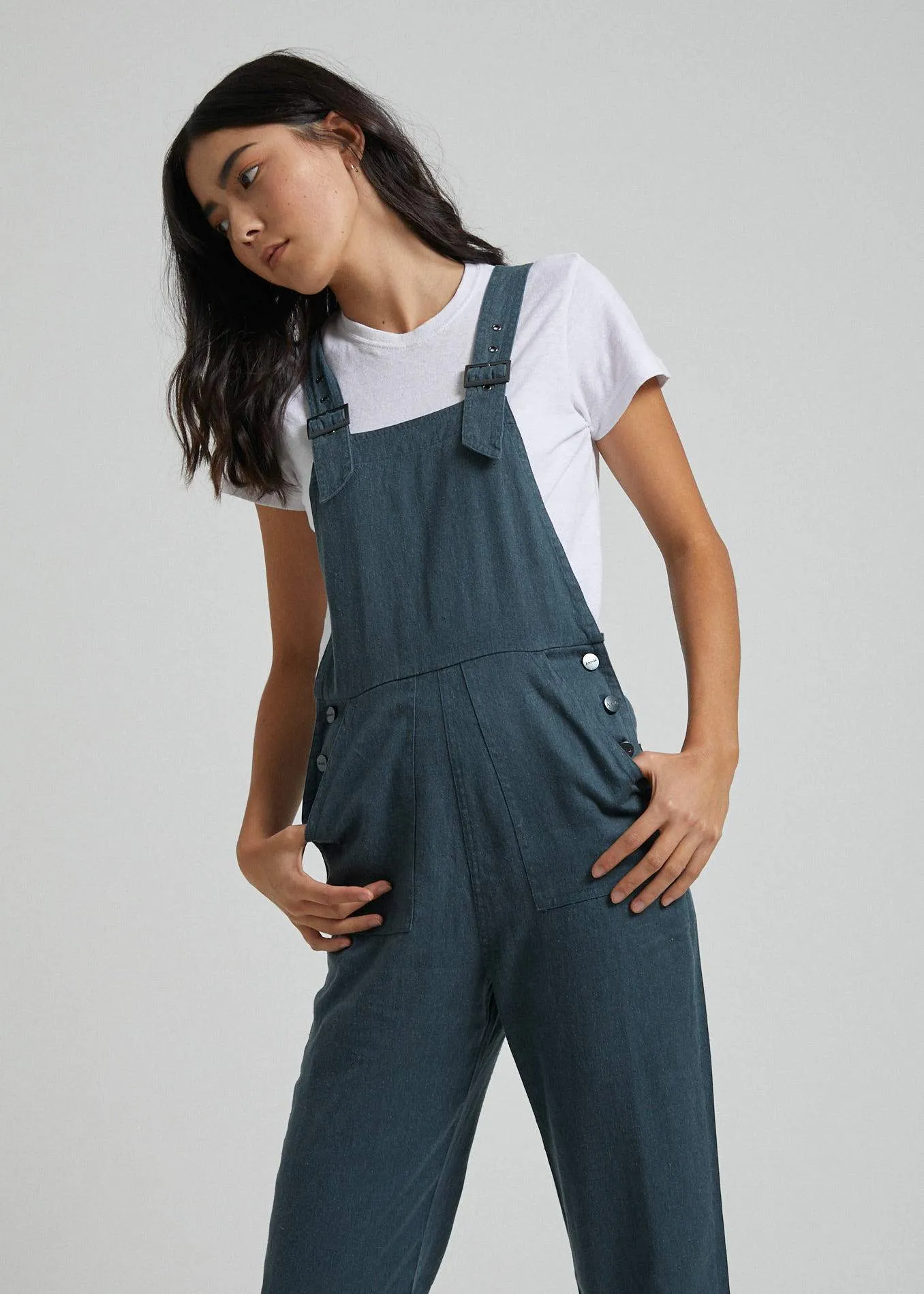 Afends Womens Koko - Hemp Long Overall - Slate