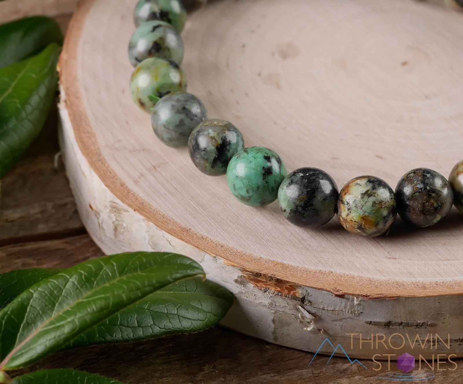 AFRICAN TURQUOISE JASPER Crystal Bracelet - Round Beads - Beaded Bracelet, Handmade Jewelry,  Healing Crystal Bracelet, E0588