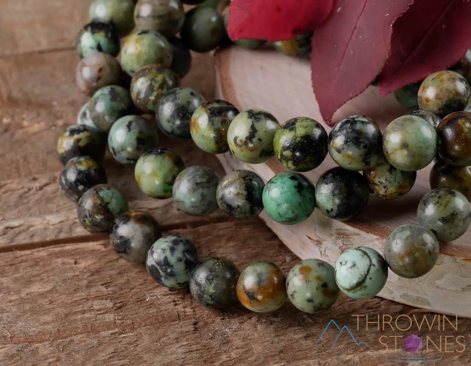 AFRICAN TURQUOISE JASPER Crystal Bracelet - Round Beads - Beaded Bracelet, Handmade Jewelry,  Healing Crystal Bracelet, E0588