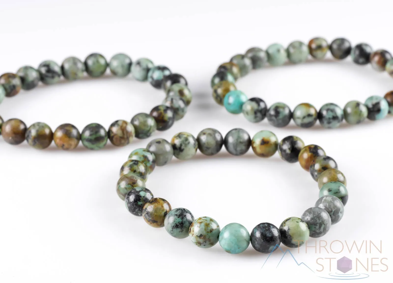 AFRICAN TURQUOISE JASPER Crystal Bracelet - Round Beads - Beaded Bracelet, Handmade Jewelry,  Healing Crystal Bracelet, E0588