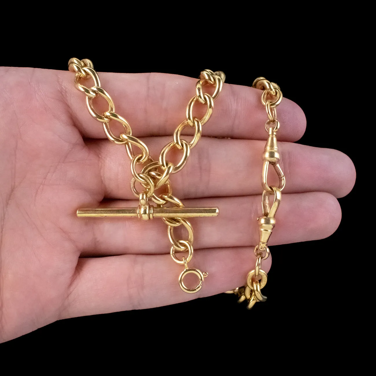 Antique Edwardian Albert Chain Silver 18ct Gold Gilt