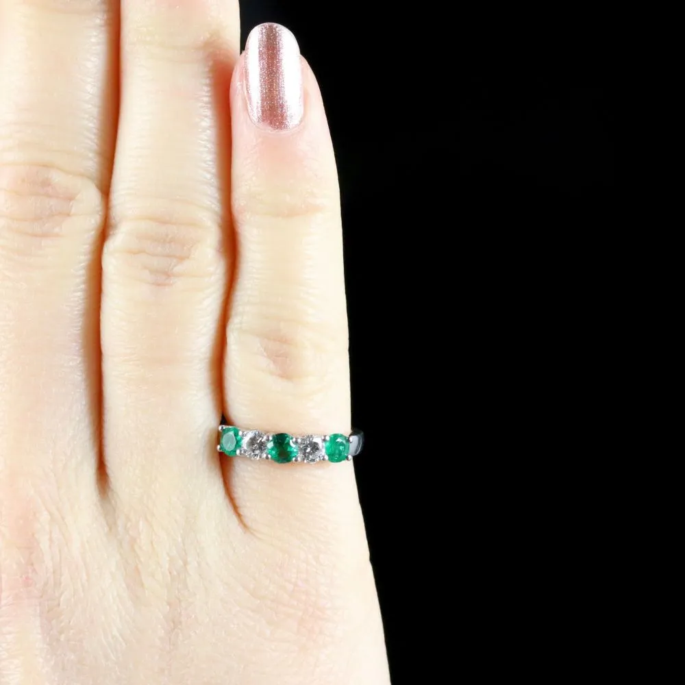 Antique Edwardian Emerald Diamond Ring 18Ct Plat Twist Ring Circa 1915